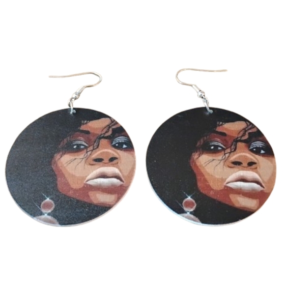 Jewelry - Women African earrings wood dangle round trendy Stylish Black and Brown Earrings